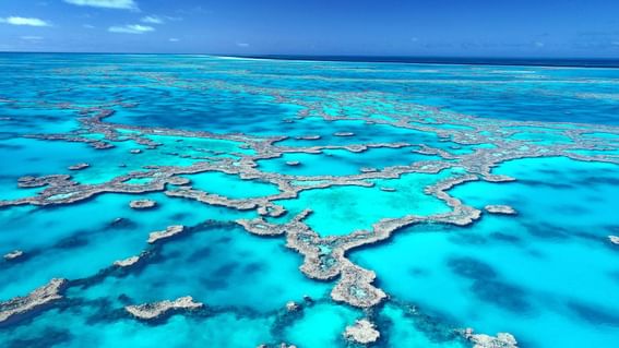 Aerial view of the Great Barrier Reef near Daydream Island