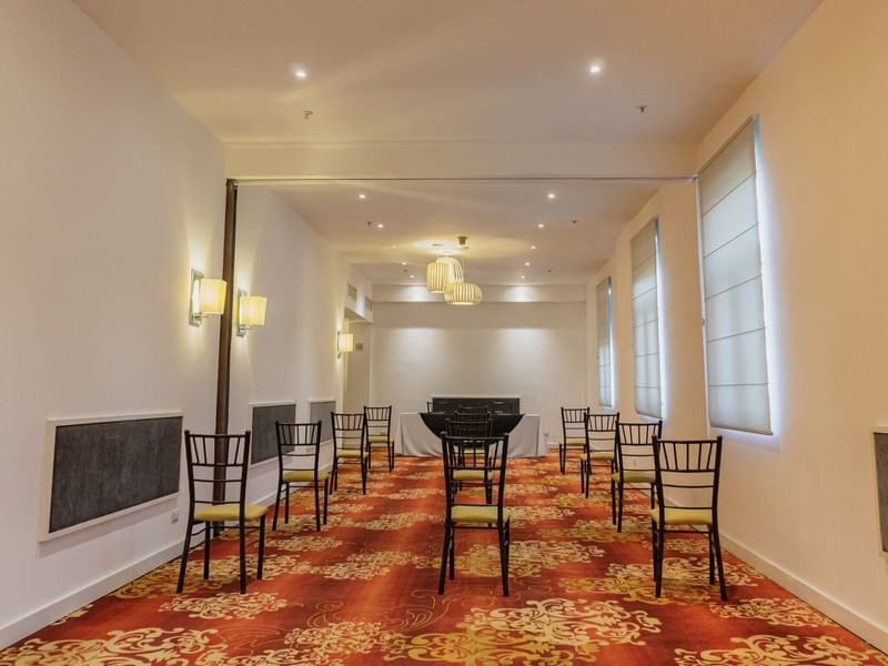 Chair arrangements in Rubi B Room at Gamma Hotels