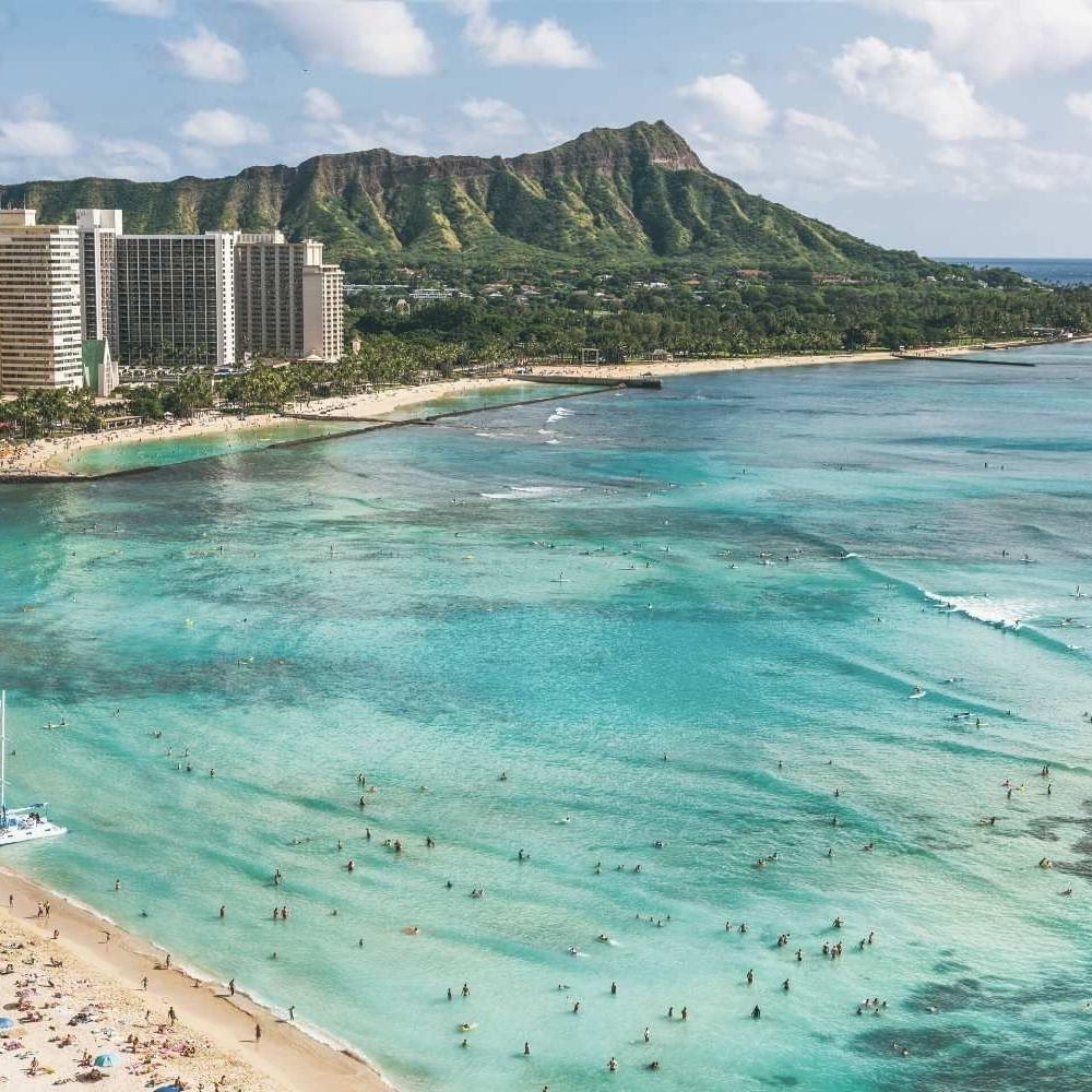 Aerial view of Diamond Head near Waikiki Resort Hotel by Sono