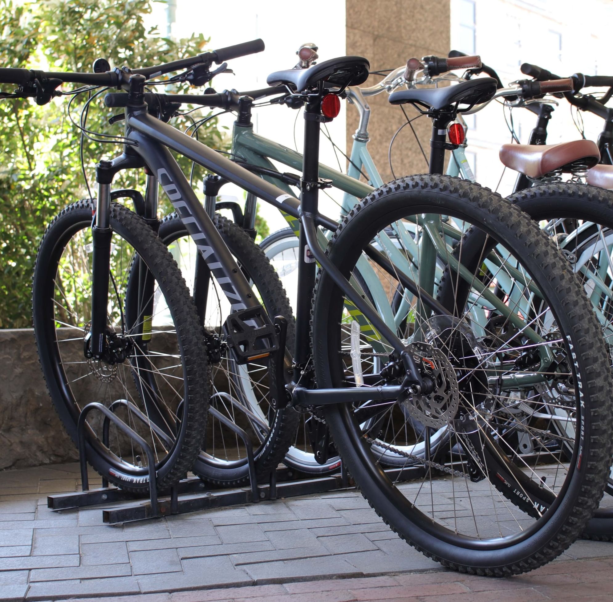 hotel bike for check-out in the valet area