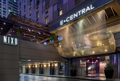 Hotel entrance & motor lobby at E Central Downtown LA Hotel