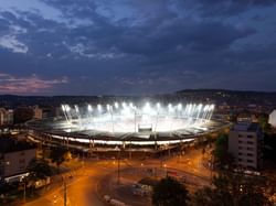 Aerial view of Letzigrund Stadium near Sternen Oerlikon