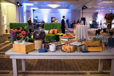 table in ballroom during an event