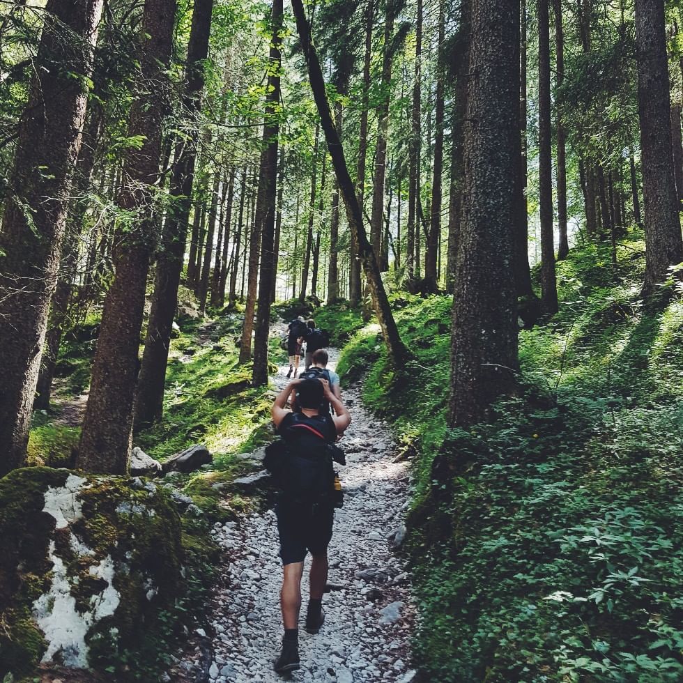 A group of trekkers in Muehlviertel near Falkensteiner Hotels