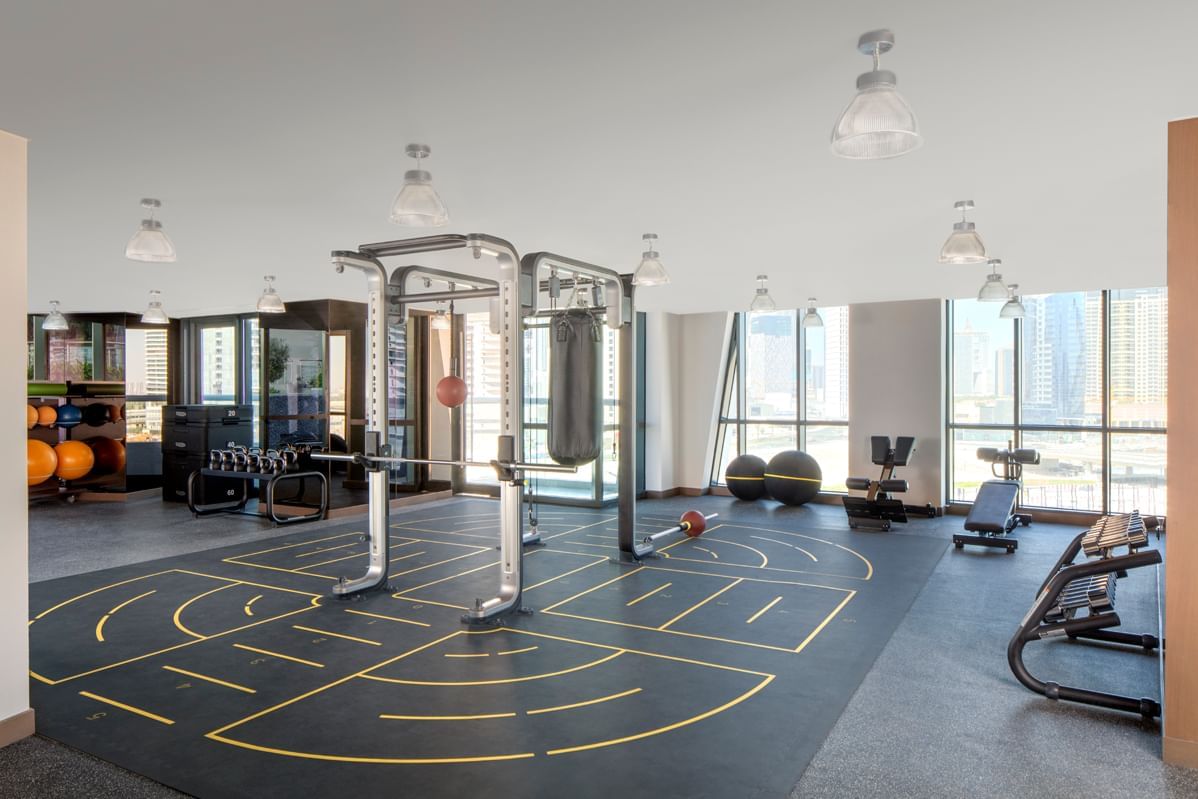 Interior view of Fully equipped Pause Fitness at Paramount Hotel Dubai