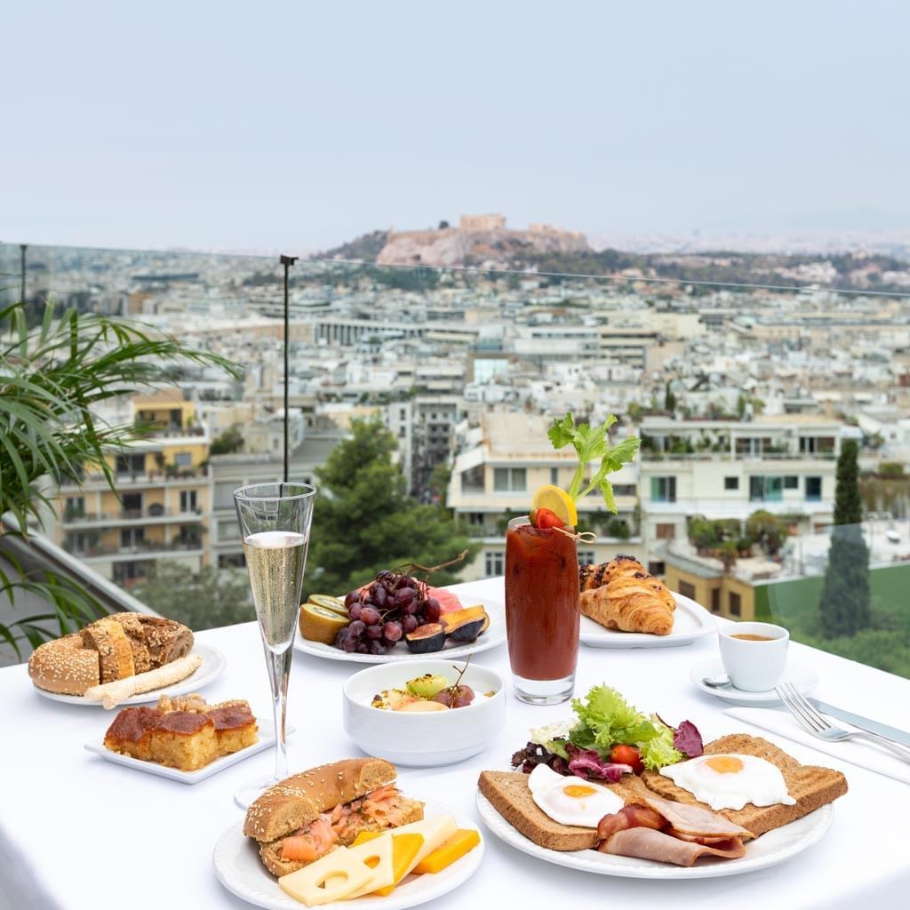 Dishes served on a table at George Lycabettus 