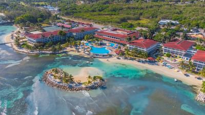 Aerial view of Holiday Inn Montego Bay surrounded by the sea