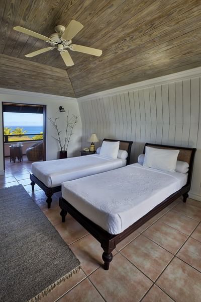 two beds in tropical villa