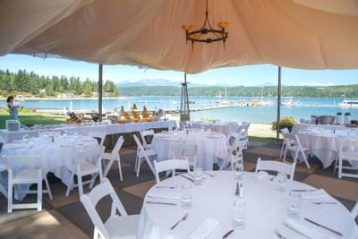 Outdoor area arranged for an event at Alderbrook Resort & Spa