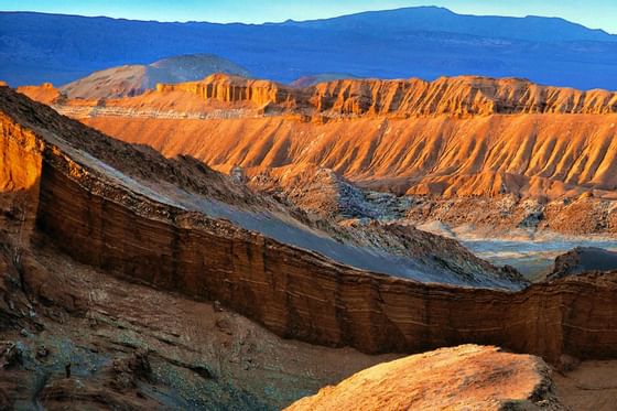 Moon valley mountains surrounding near NOI Casa Atacama hotel