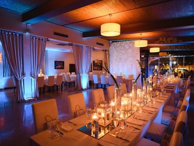 Dining area setup in a Restaurante Alexandra at Copamarina