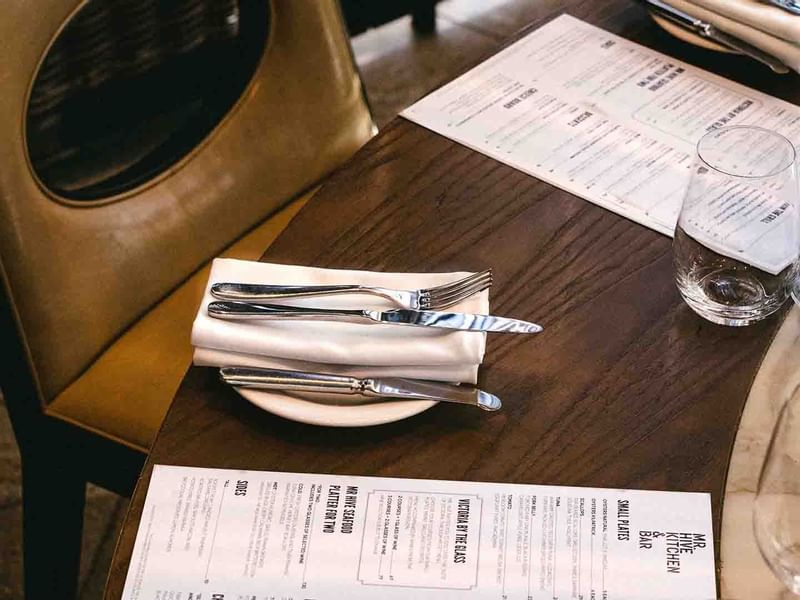 Table accessories in Mr.Hive Kitchen at Crown Towers Hotel