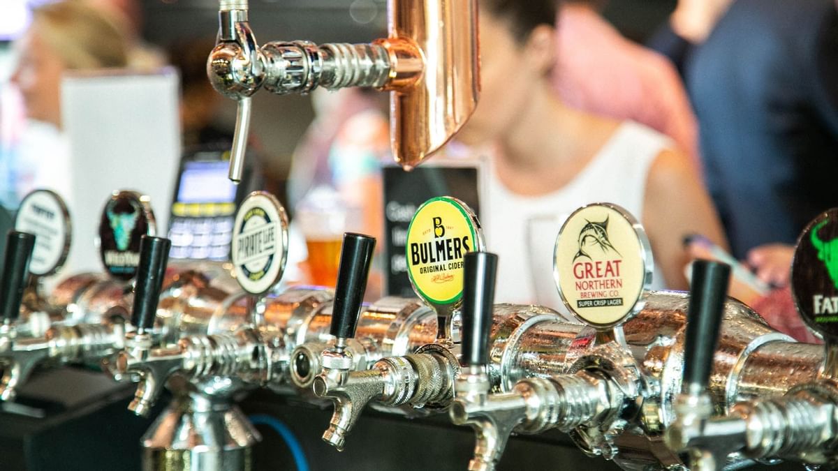 Close-up of Juice Can taps in The Pub at Crown Hotel Melbourne