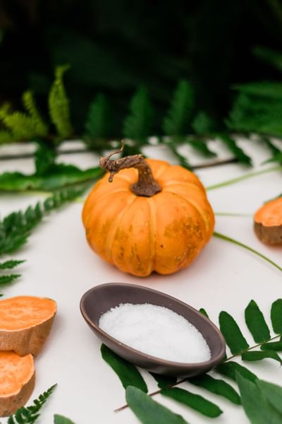 Close-up of a pumpkin & salt in Alderbrook Resort & Spa
