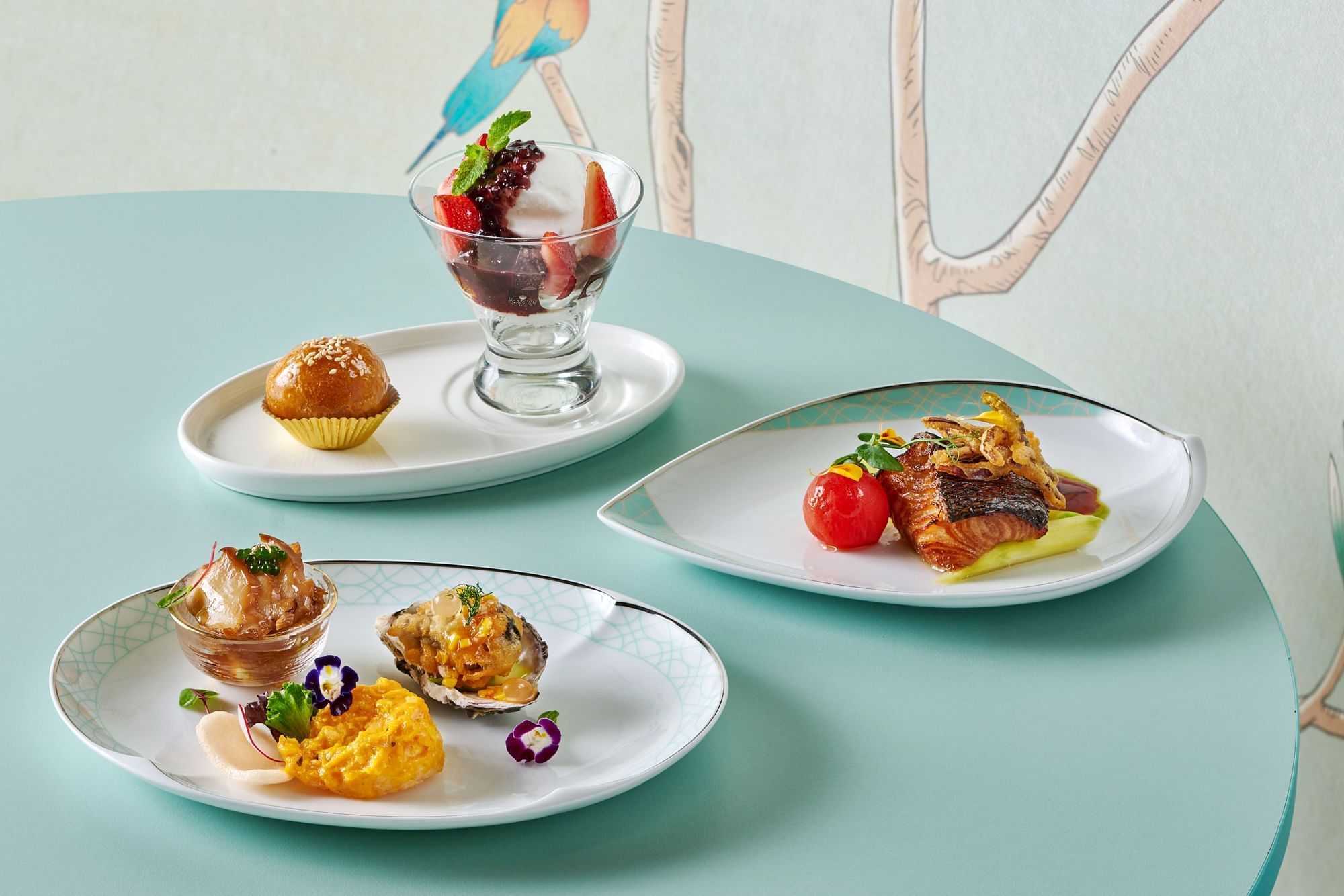 Fine dishes prepared by Chef Leong Yeng at The Fullerton Hotel Singapore