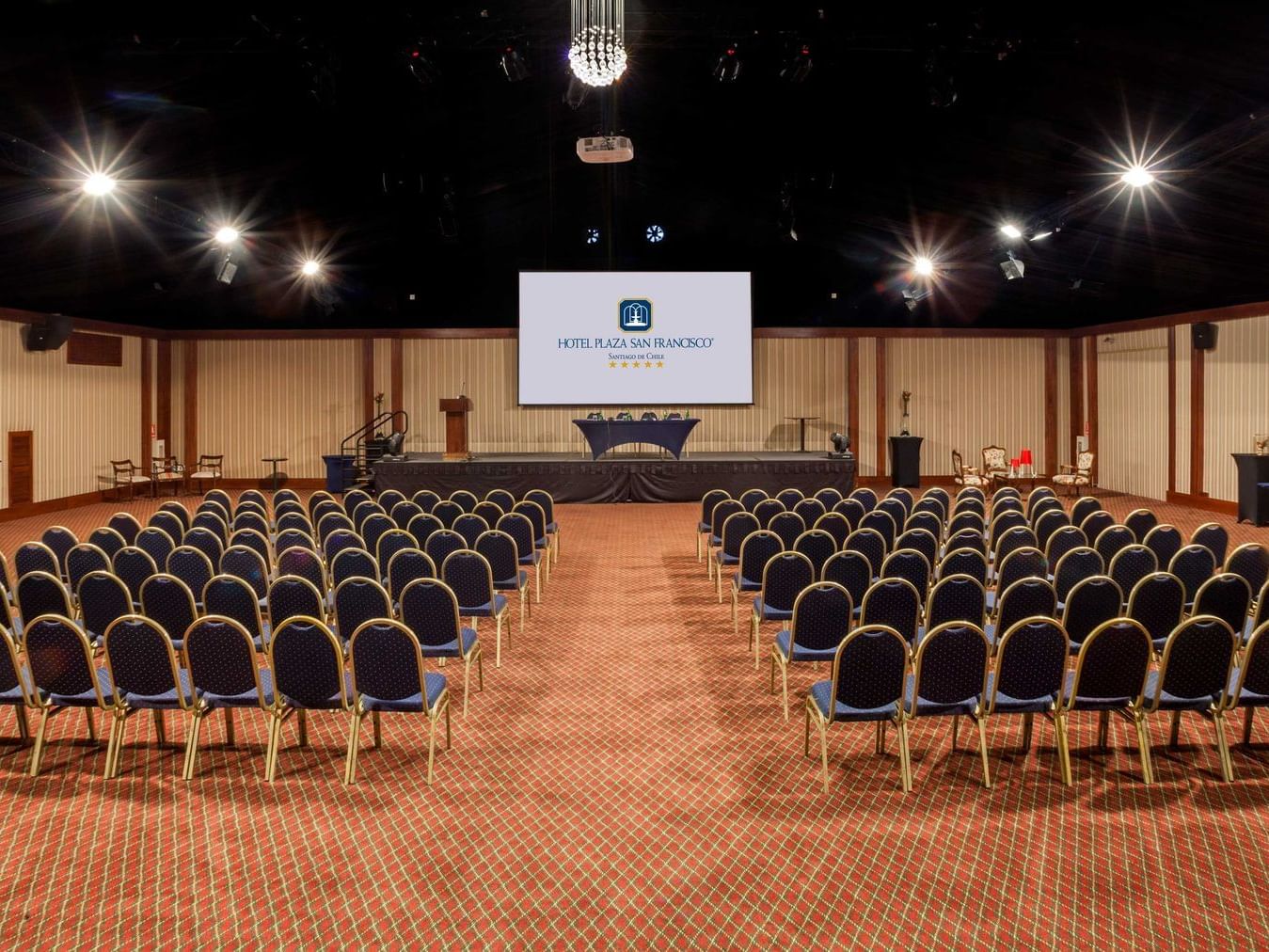 Theater setup in Pergola Room at Hotel Plaza San Francisco