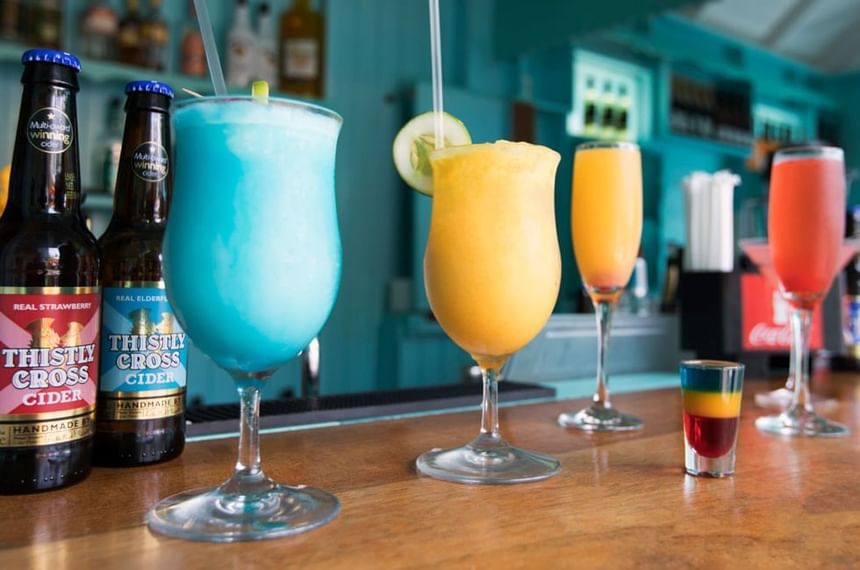Cocktails served in Colin's Beach Bar at Sugar Bay Barbados