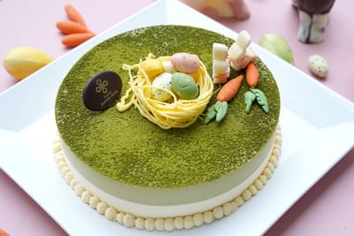 Close-up of Matcha mousse cake at Hanoi Daewoo Hotel