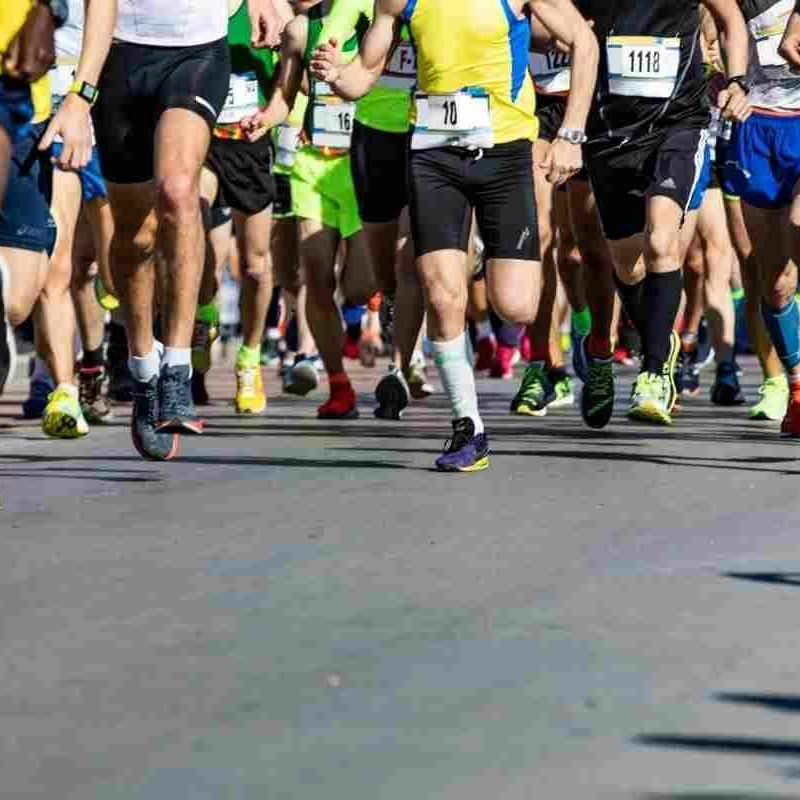 Runners in London marathon at Sloane Square Hotel