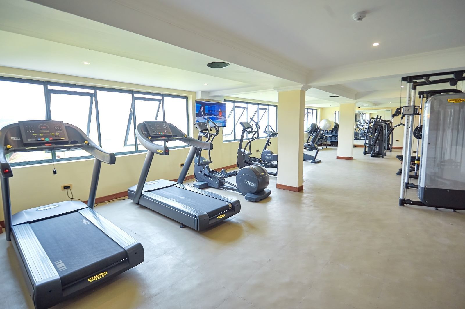 Treadmills in the hotel Fitness center at Goma Serena Hotel