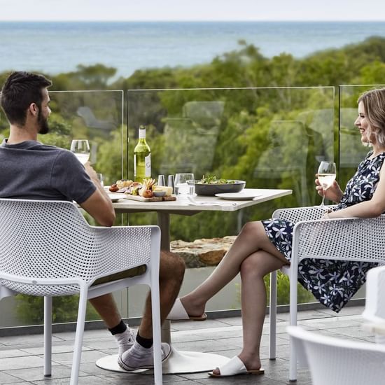 Outdoor dining with Ocean views