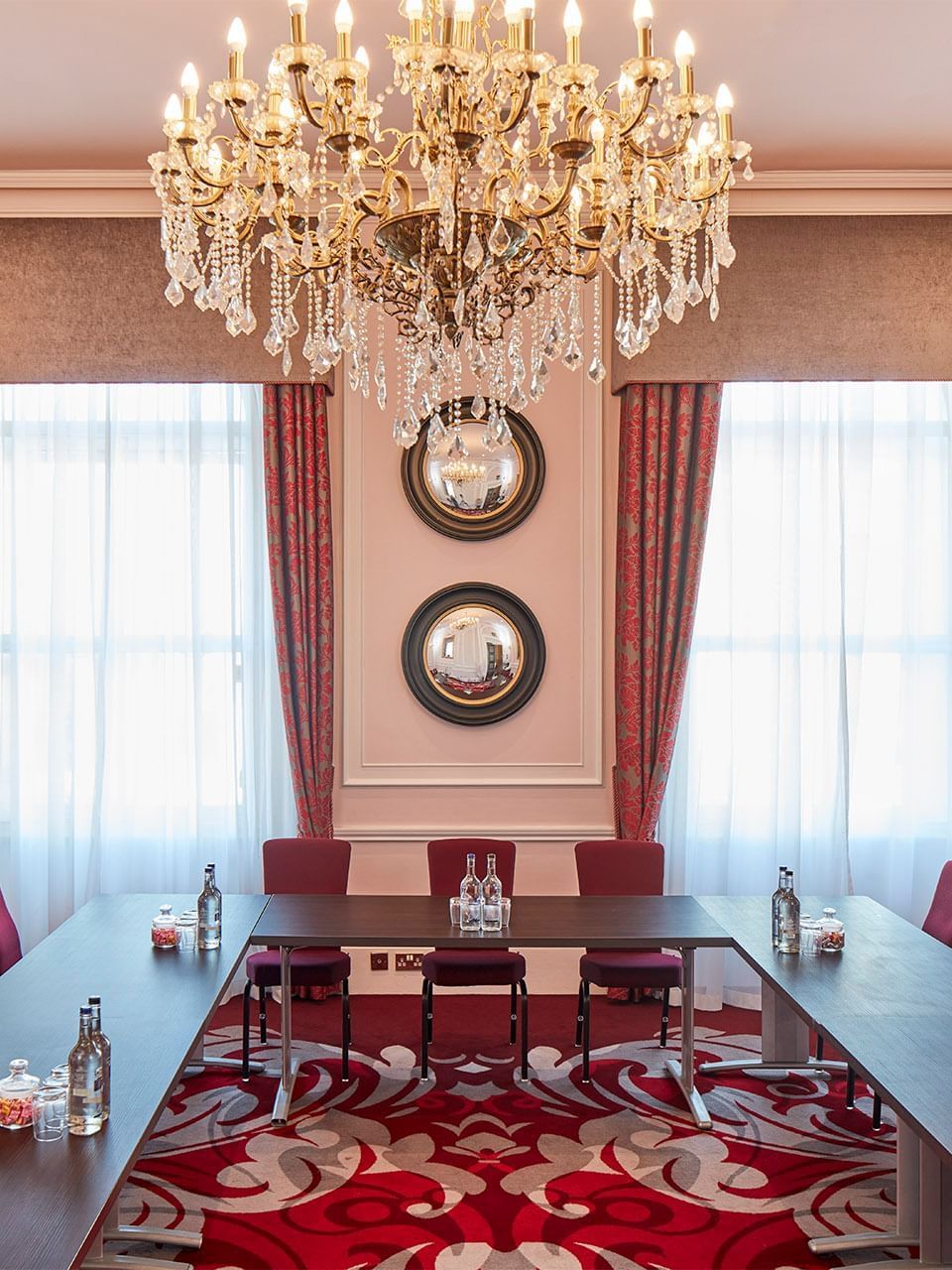 U-shaped table in Nelson Suite at The Clermont Charing Cross