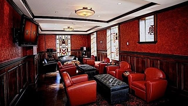 Lobby area of The Penthouse Rooftop Bar at The Mayo Hotel