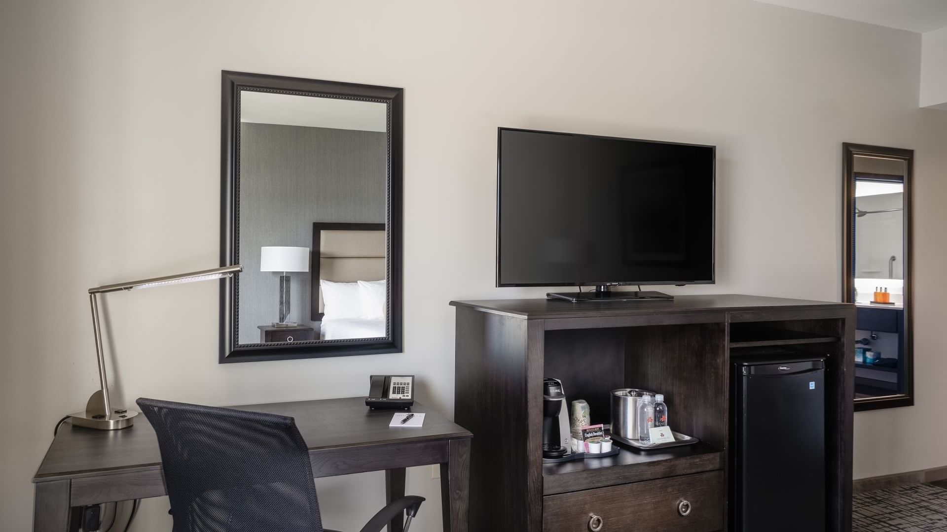 Work desk by the TV stand in Accessible King at Shangri-La Monkey Island