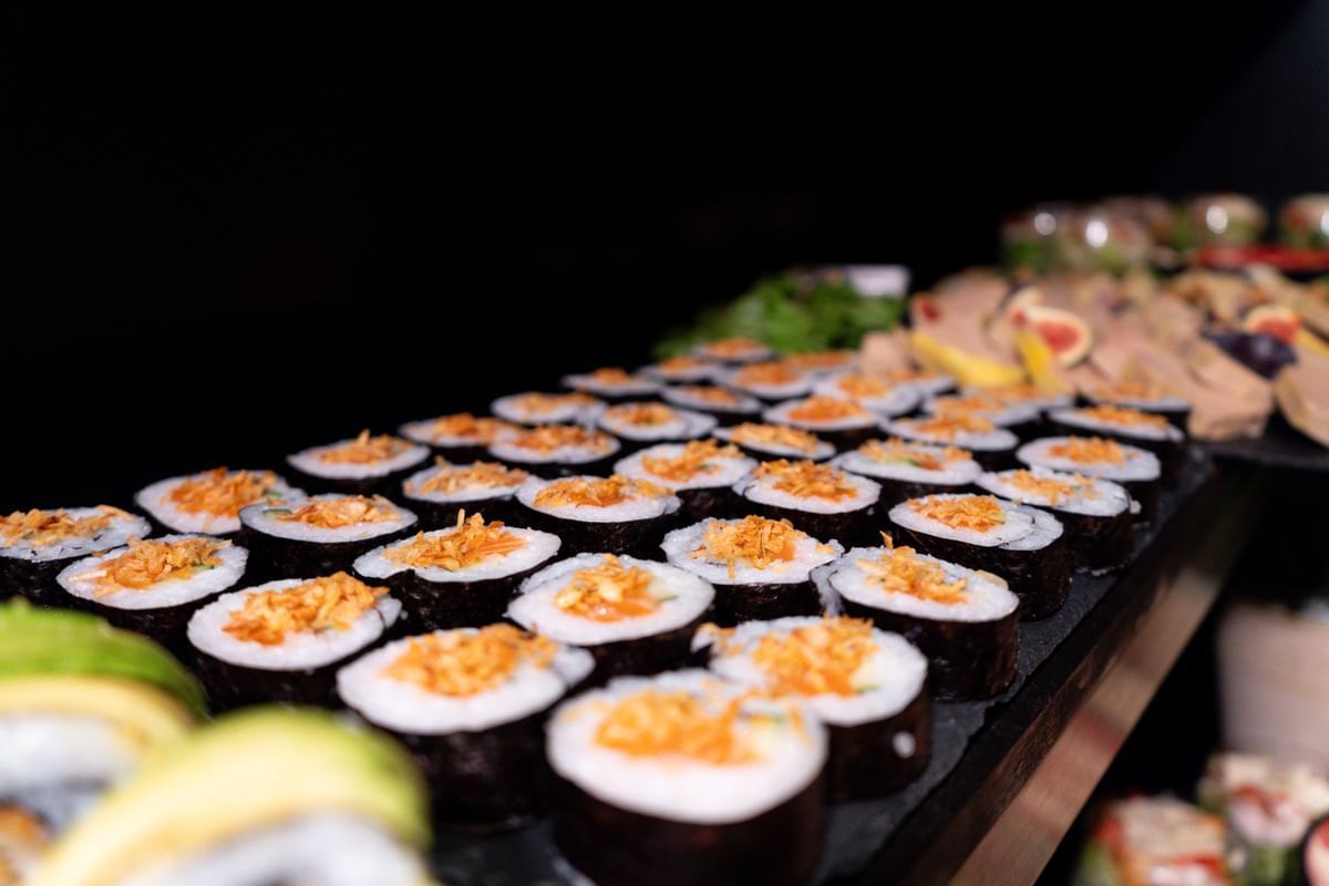 Close-up of sushi served in Restaurant Le W