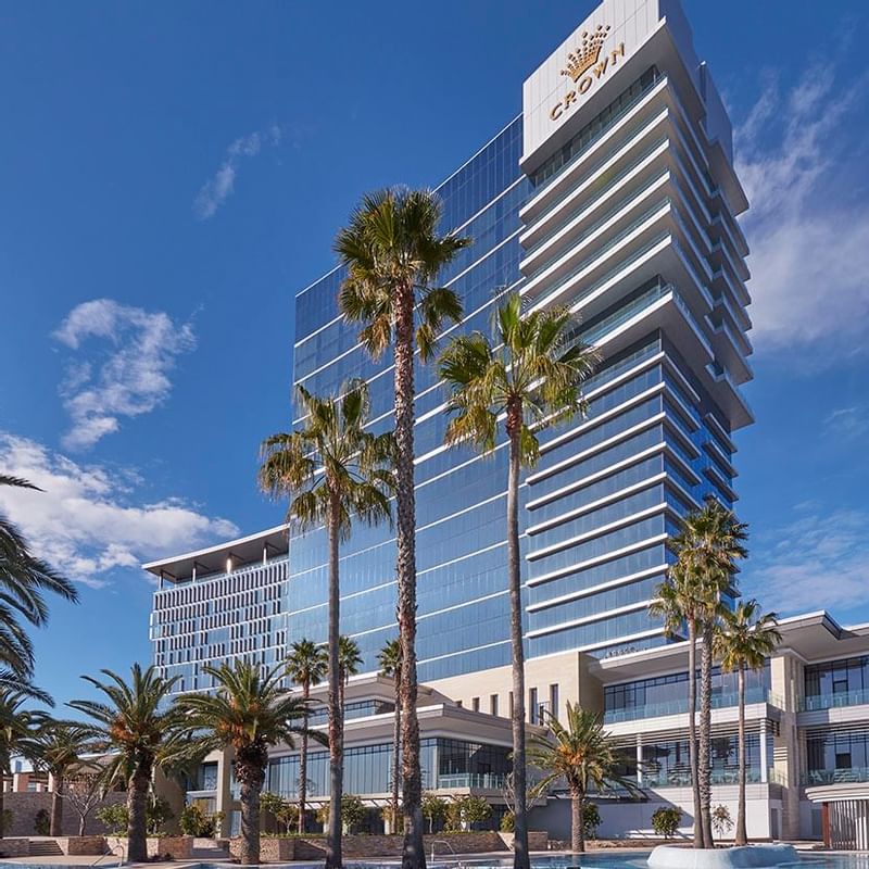 Exterior view of the front facade of Crown Metropol Melbourne