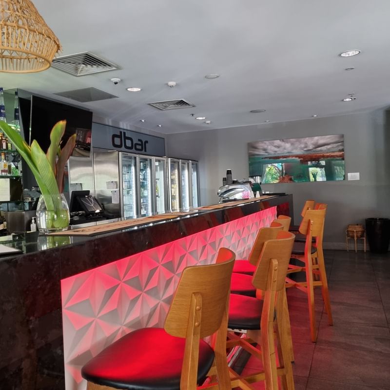 Bar counter area in the Dbar at H On Smith Hotel