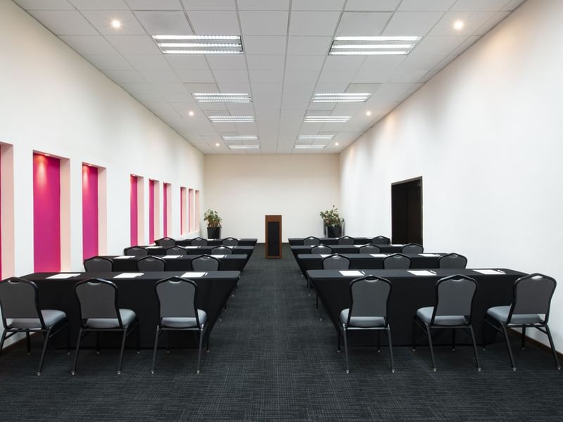 Classroom-type event room setup in Asturias at Gamma Hotel