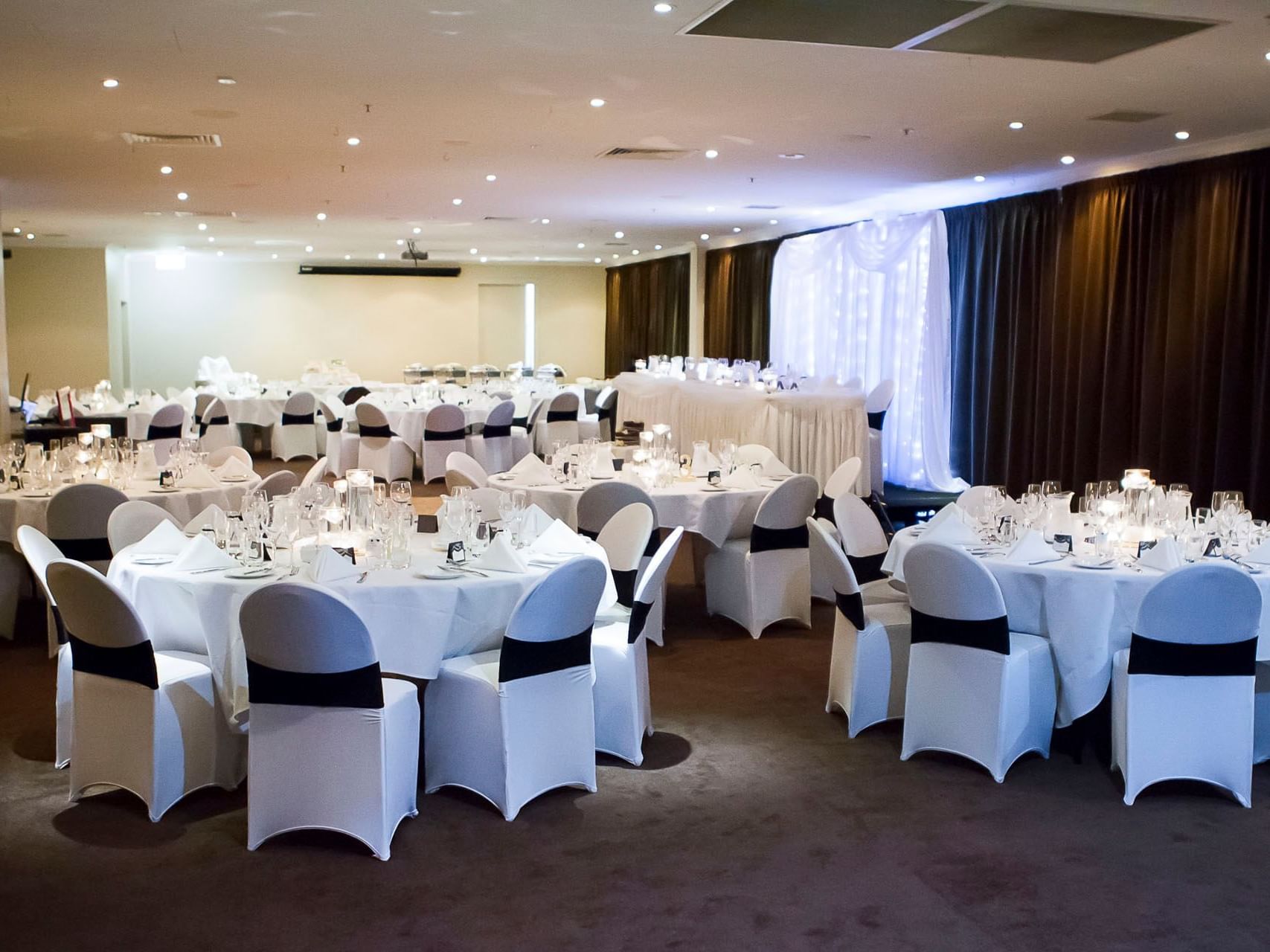 Banquet tables set-up for Wedding at Grand Chancellor Townsville