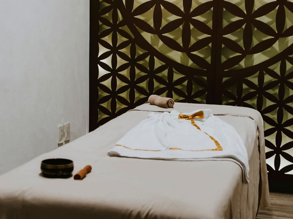 Close-up of a Massage bed in the spa at Curamoria Collection