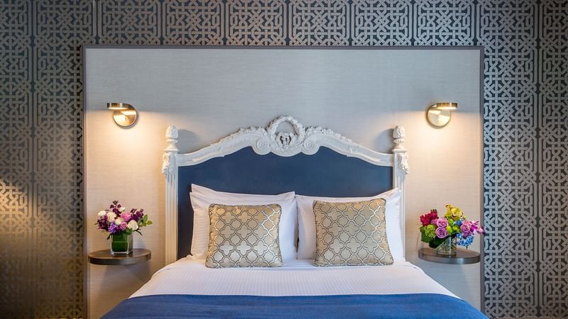 Bed arranged in Superior queen room at Warwick San Francisco