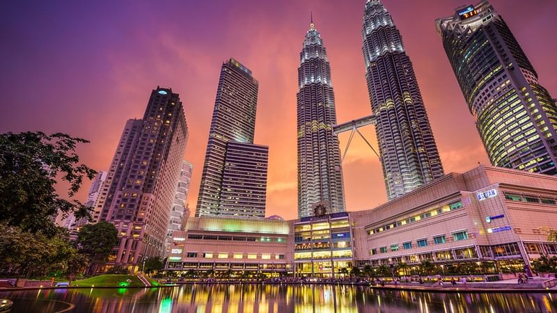 Night view of Suria KLCC near Sunway Resort Hotel