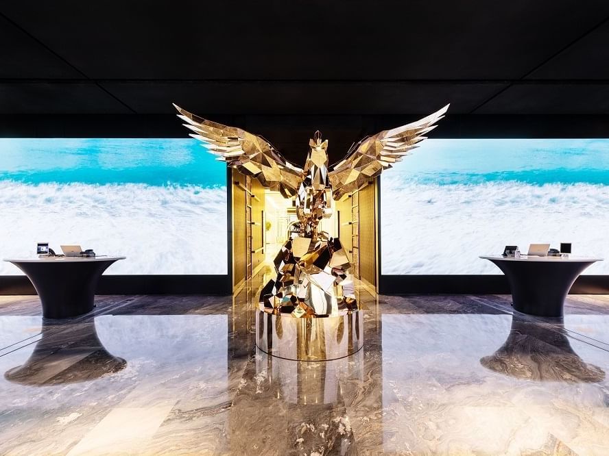 Interior of the reception at Paramount Hotel Dubai