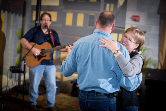Couple dancing to live music