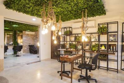 Interior view of spa with nail station at Playa Los Arcos