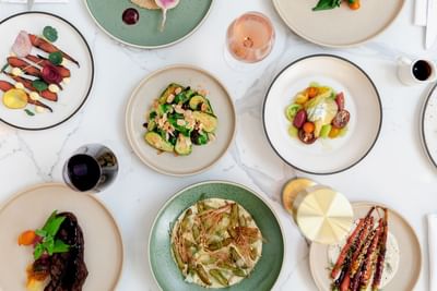 Various kind of food arranged at Amora Hotel Brisbane