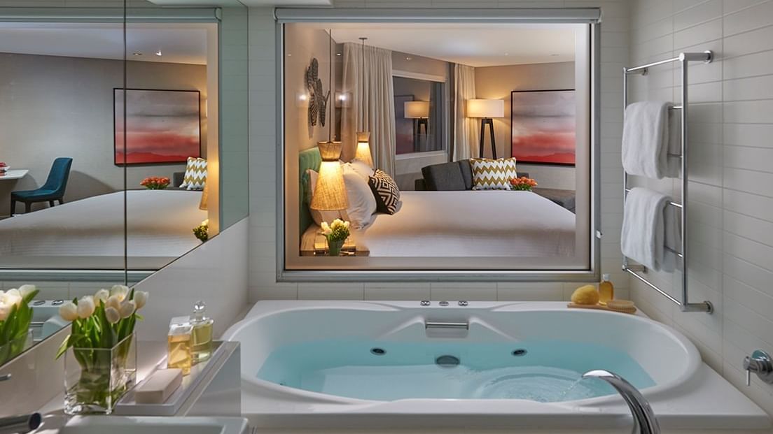 Bathtub with mirror Spa Studio room at Crown Hotel Perth
