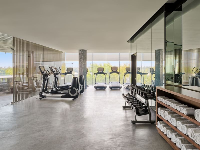 Treadmills in a gymnasium at FA Hotels & Resorts