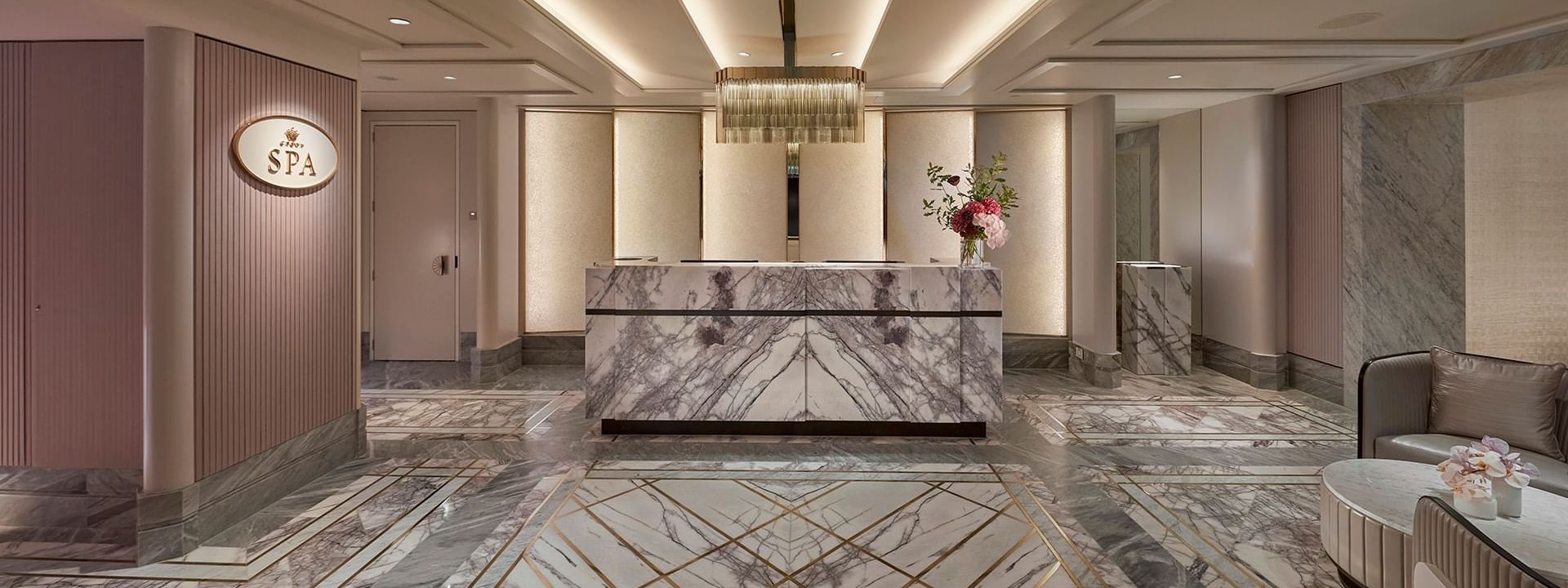 Interior of reception area & lobby in Crown Spa at Crown Hotels Group