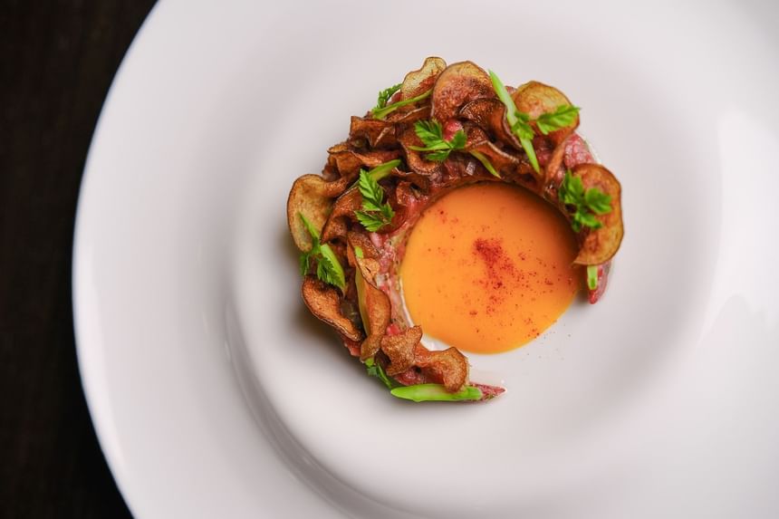 Close-up of Beef Tartare served in Square One at Park Hyatt Saigon