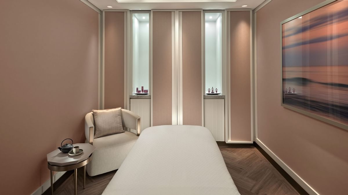 Interior of a room with a single bed at Crown Towers Sydney