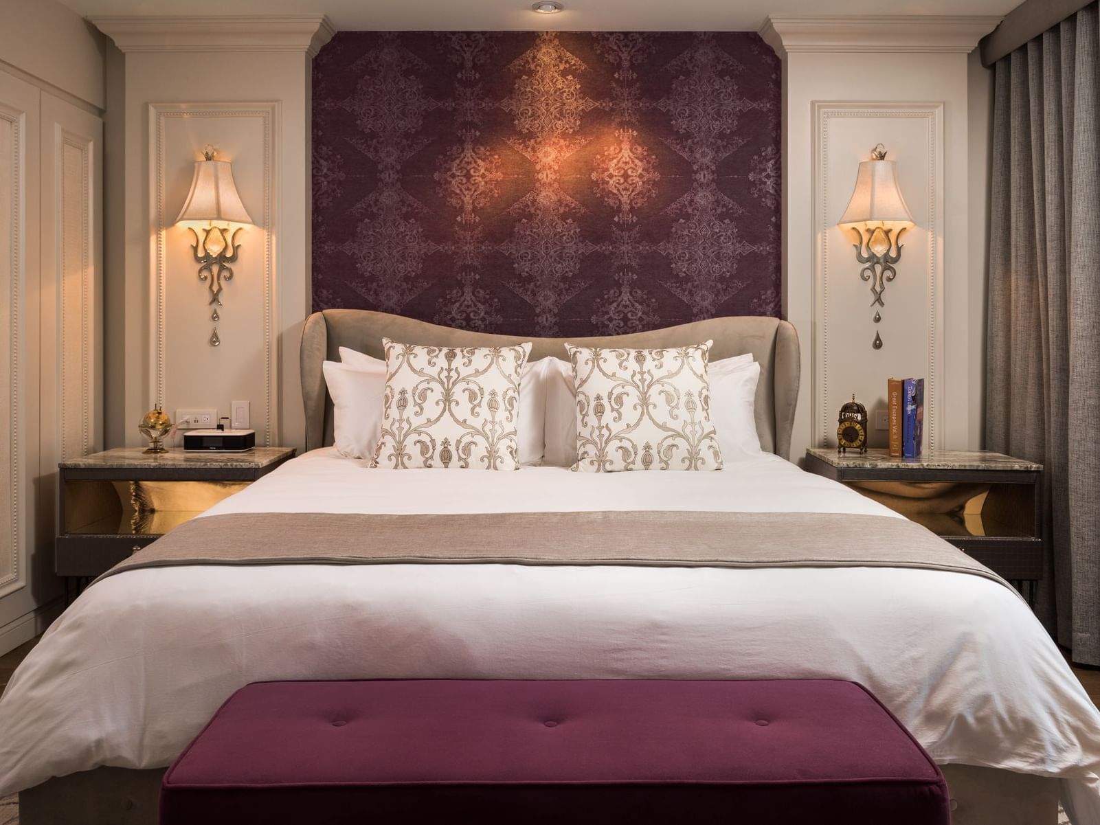 king bed in hotel room