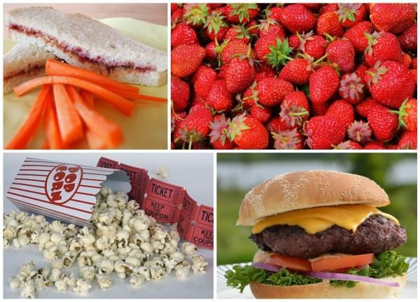 Collage of four food items served in a restaurant near Lake Buena Vista Resort Village & Spa