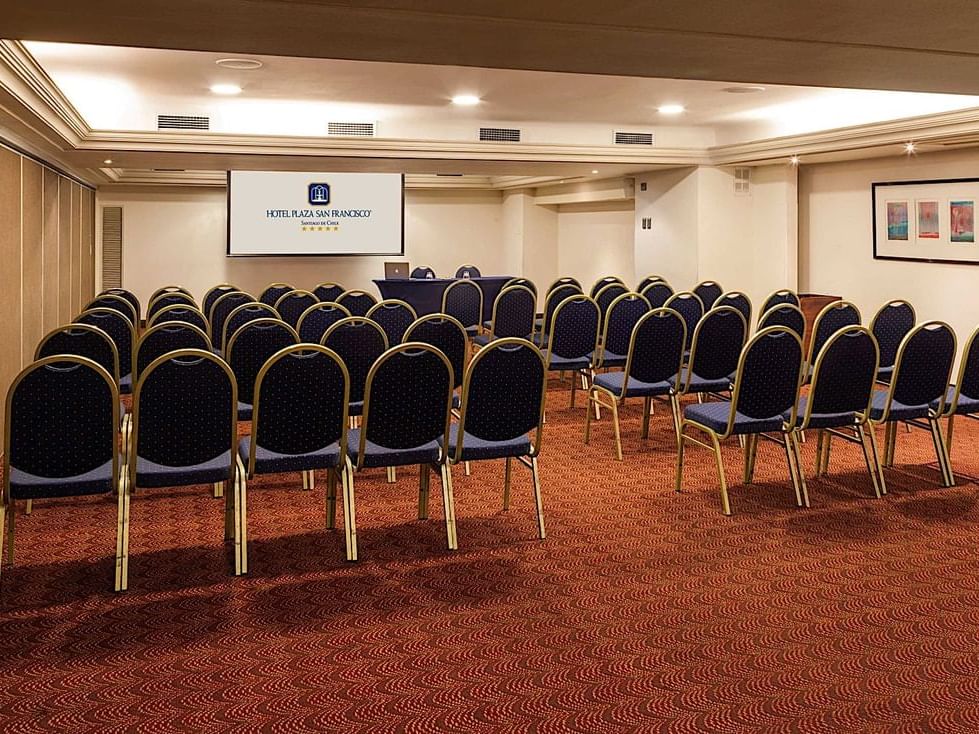 Classroom setup in Araucaria Room at Hotel Plaza San Francisco