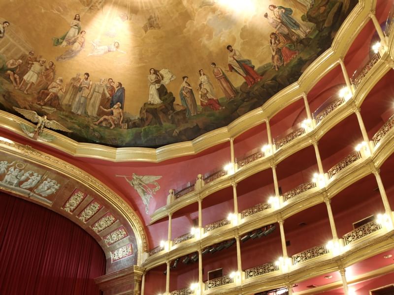 Ceiling view of Teatro Degollado near Gamma Hotels