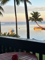 Balcony with ocean view and tropical setting at Warwick Fiji in Korolevu.